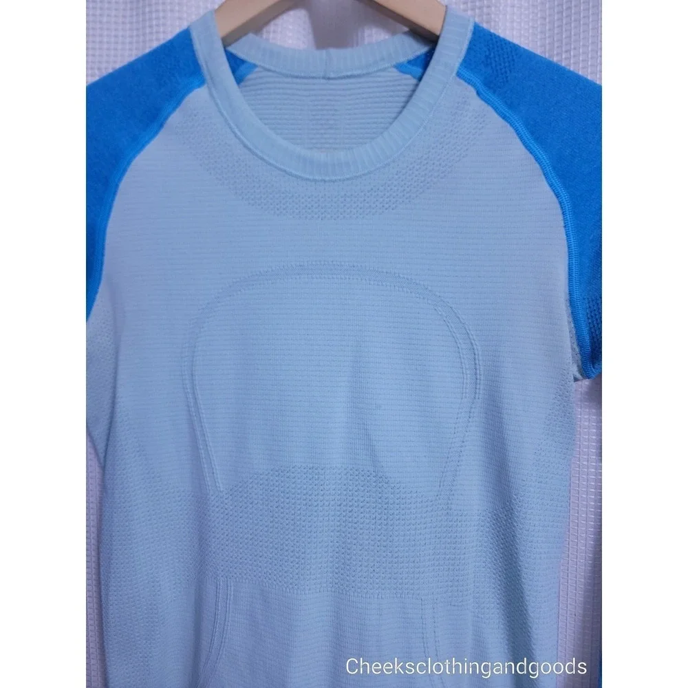 Lululemon 6 Run: Swiftly Tech Long Sleeve Blue  Shirt Reflective W3037S